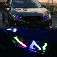 LEDHeadlightsforHondaCivic10thGen_2016-2021_App-ControlledRGBLamboStyleDRL_DemonEye_1 - NOXBEAM