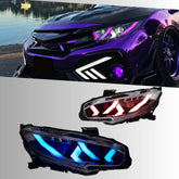 LEDHeadlightsforHondaCivic10thGen_2016-2021_App-ControlledRGBLamboStyleDRL_DemonEye_2 - NOXBEAM