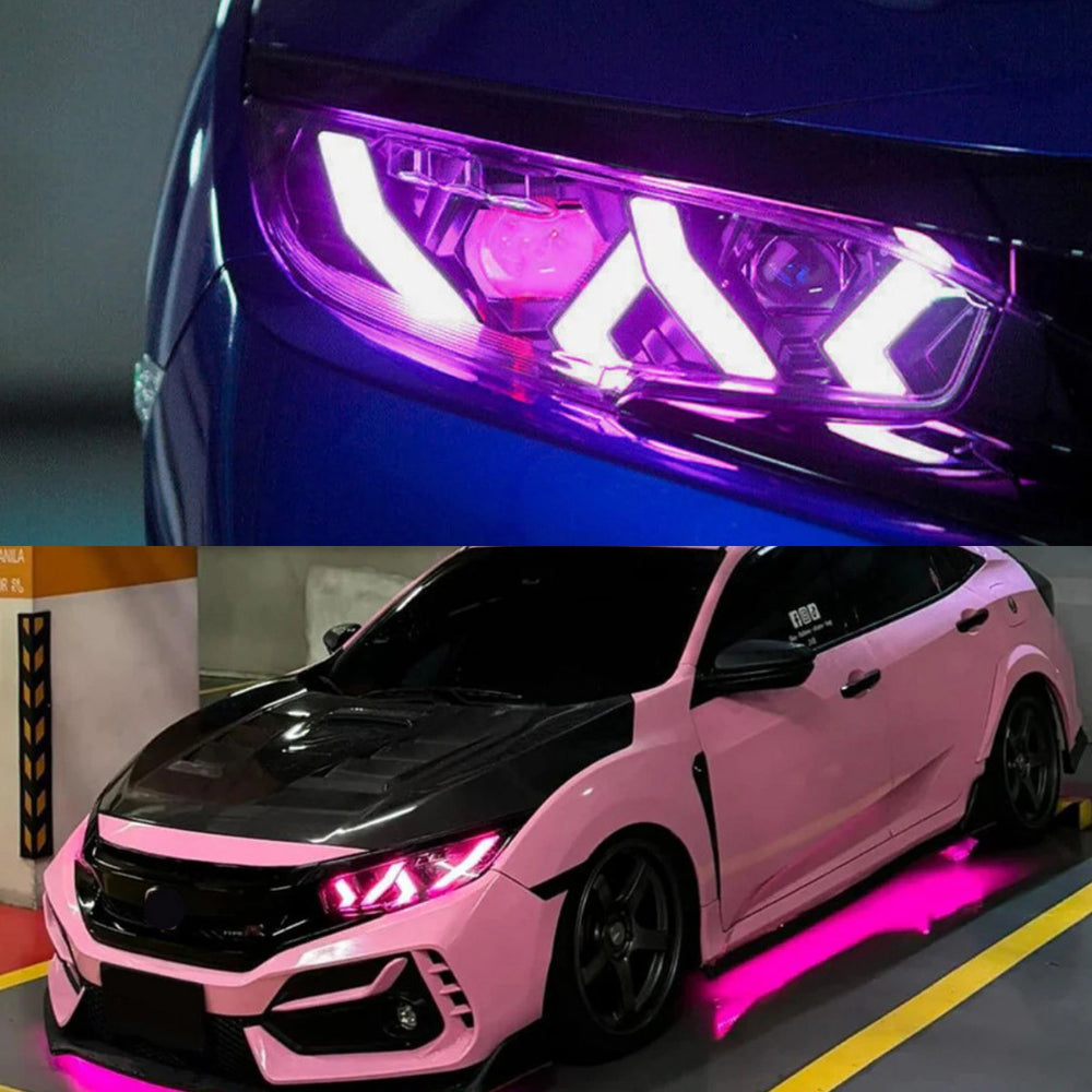 LEDHeadlightsforHondaCivic10thGen_2016-2021_App-ControlledRGBLamboStyleDRL_DemonEye_9 - NOXBEAM