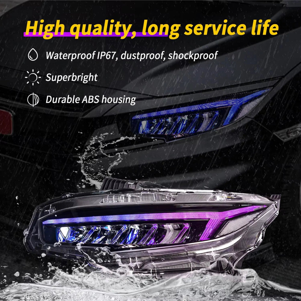 LEDHeadlightsforHondaCivic10thGen_2016-2021_NEWDesignRGBDRL_SequentialSignals_1 - NOXBEAM