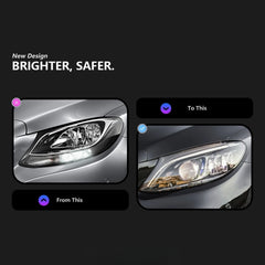 LED-Scheinwerfer für 2015-2021 Mercedes C-Klasse W205 Limousine | Cyber-Blue Startanimation