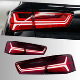 LED Tail Lights for Audi A6 S6 C7 2012-2015 | Facelift Look Pre-Facelift Sedan, Red Lens, Sequential Signals, Plug & Play