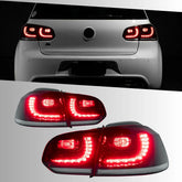 LED Tail Lights for VW Golf MK6 2010-2014 | OE Upgrade for GTI & Golf R Hatchback, Red Lens, Start-Up Animation, Sequential, Plug & Play
