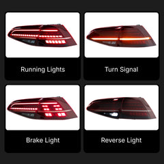 LED Tail Lights for VW Golf MK7 2015-2017 | OE Upgrade for GTI & Golf R Hatchback, Pre-Facelift, Start-Up Animation, Sequential, Plug & Play
