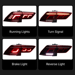 LED Tail Lights for VW Tiguan 2018-2021 | OE Upgrade for MK2 SUV SEL R-Line, Red Lens, Start-Up Animation, Sequential, Plug & Play