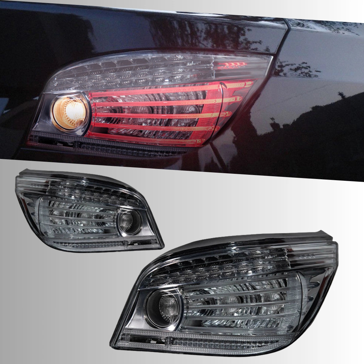 LED-Rückleuchten für 2004-2007 BMW 5er E60/M5 Pre-LCI | Klar/Weiß, dynamischer Blinker, Plug & Play