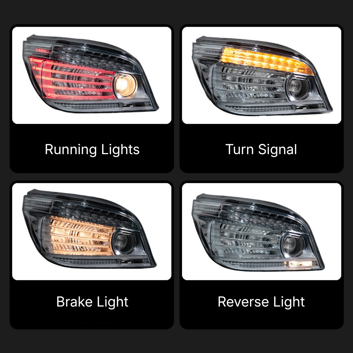LED-Rückleuchten für 2004-2007 BMW 5er E60/M5 Pre-LCI | Klar/Weiß, dynamischer Blinker, Plug & Play