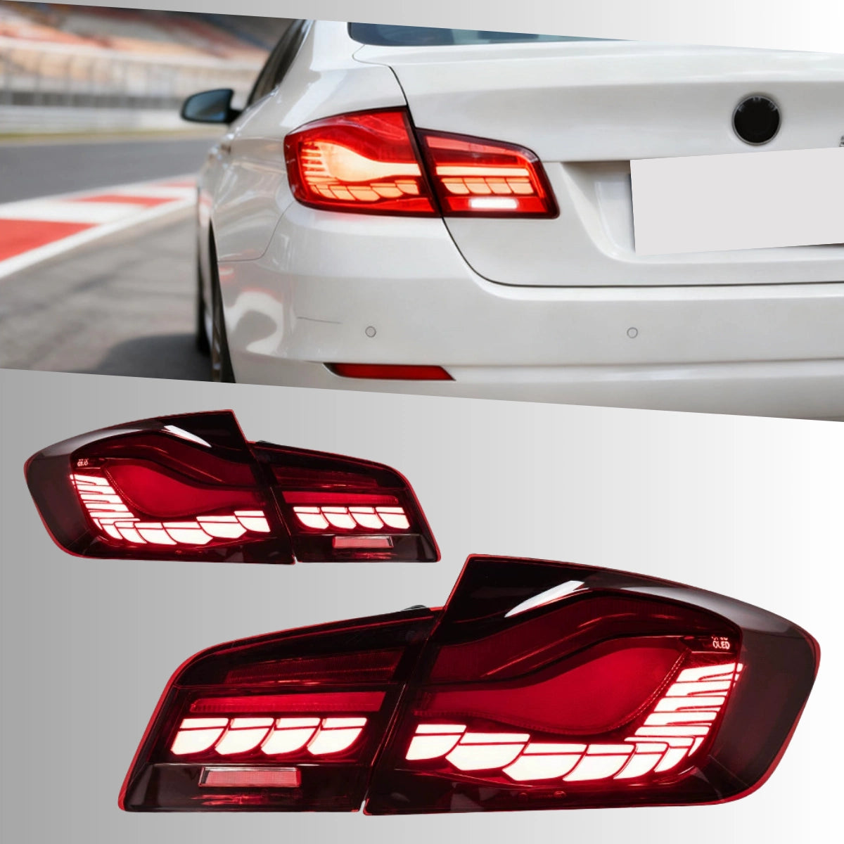 GTS-Style LED-Rückleuchten für 2011-2017 BMW 5er F10/M5 | Dragon Scale, sequentieller Blinker