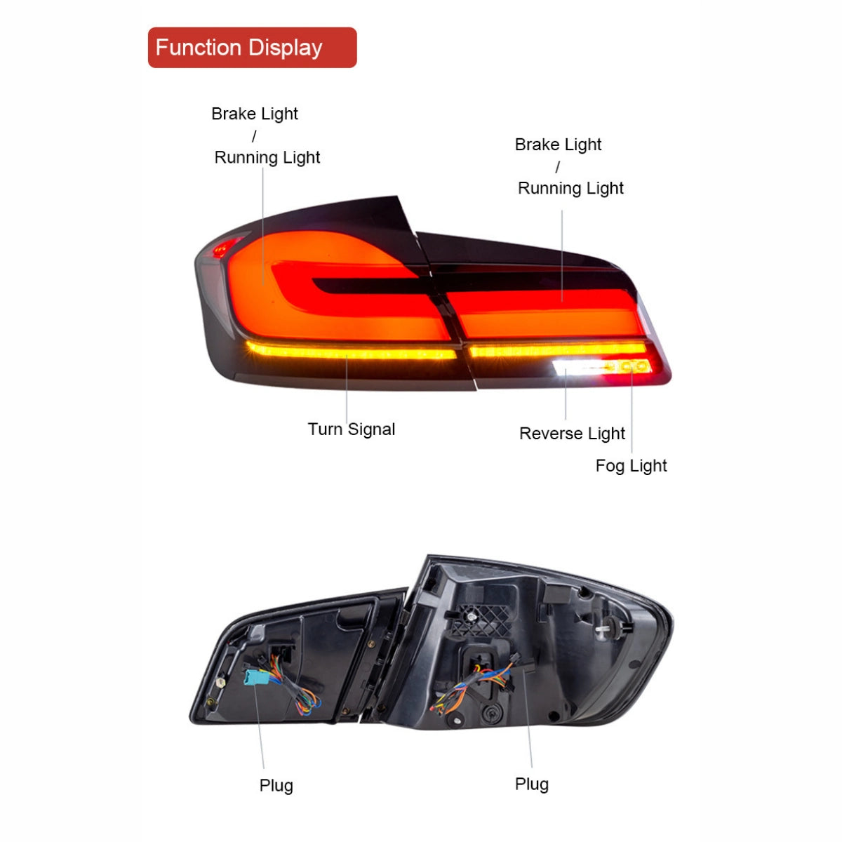2011-2017 BMW 5 Series F10 M5 LED Tail Lights | for 528i 535i 550i, Start-Up Animation, Sequential, Plug & Play