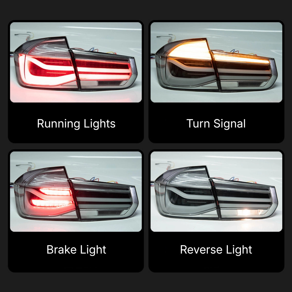 2012-2018 BMW 320i 328i 330i 335i 340i M3 F30 F80 Clear White LED Tail Lights | Sequential