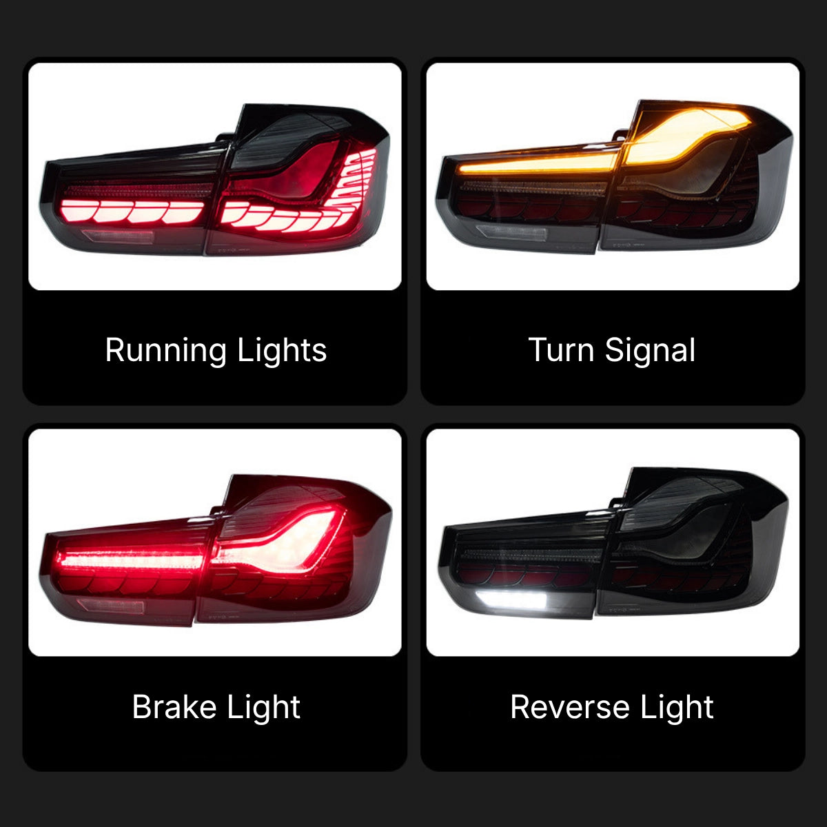 2012-2018 BMW 320i 328i 330i 335i 340i M3 F30 F80 GTS Style LED Tail Lights | Sequential, Plug & Play