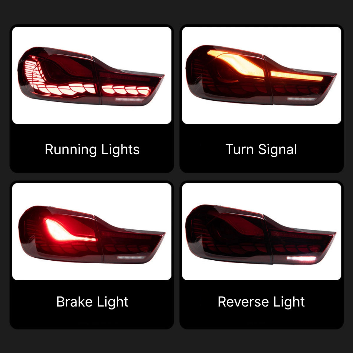 GTS LED-Rückleuchten für 2014-2020 BMW 4er F32/F36 & M4 F82 | Dragon Scale, dynamischer Blinker