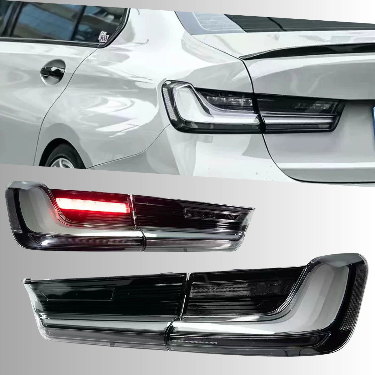 2019-2026 BMW 3 Series G20 G80 LED Tail Lights | Clear White for 330i 330e M340i M3, Plug & Play