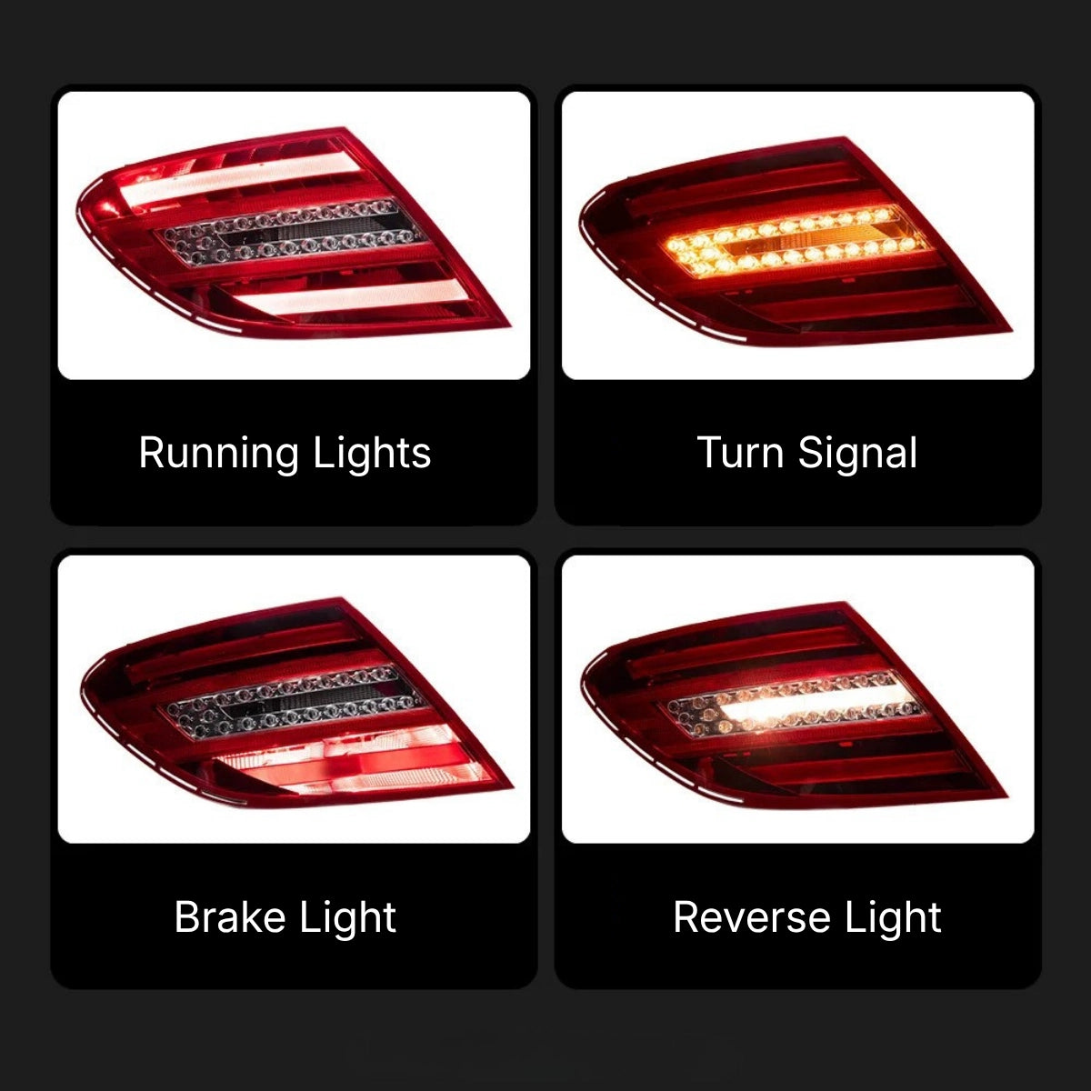 LED-Rückleuchten für 2008-2014 Mercedes C-Klasse W204 Limousine | rote OEM-Optik