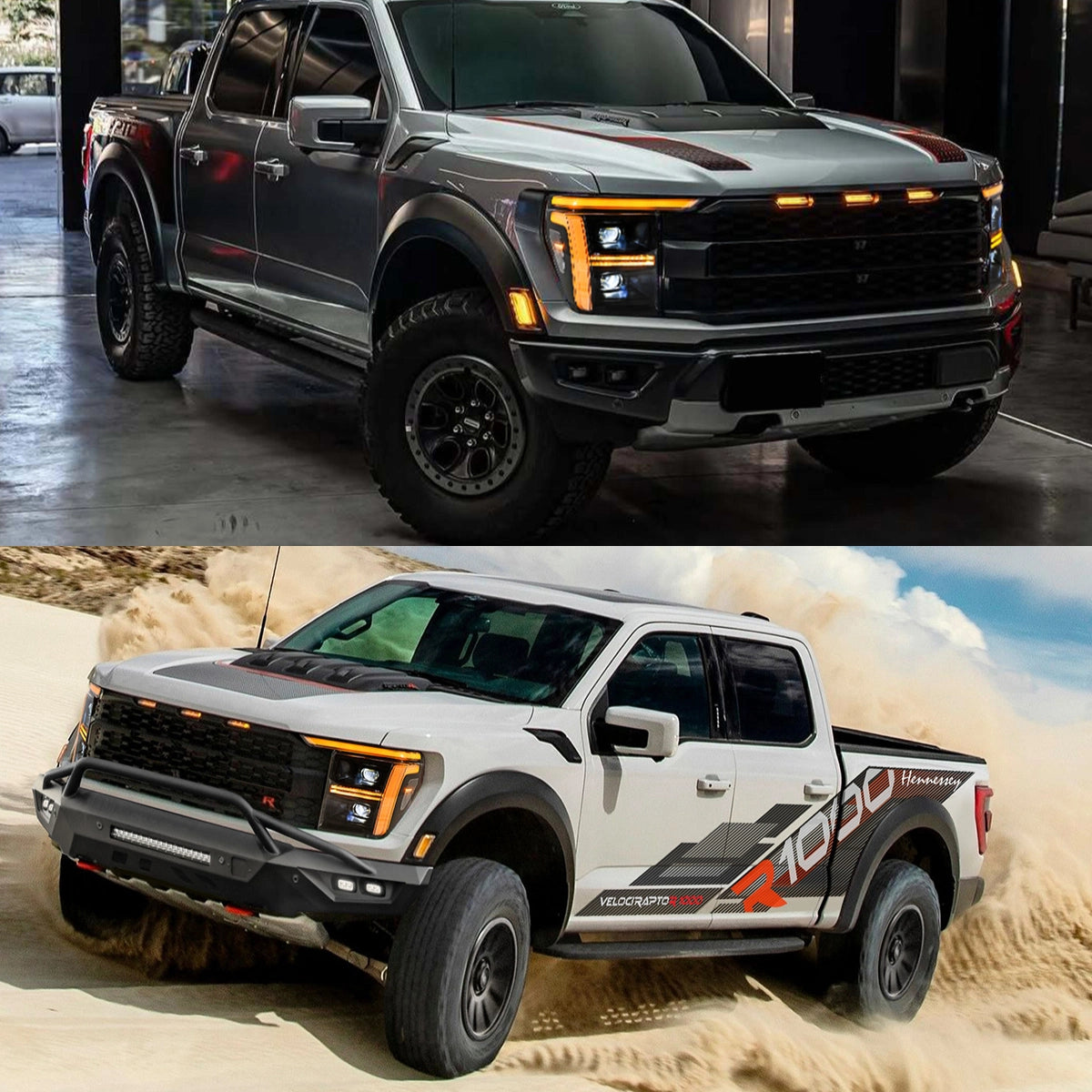 Dual-Projector LED Headlights for 2021-2023 Ford F-150 (XL to Raptor) | Startup Animation, Dual-Color DRL