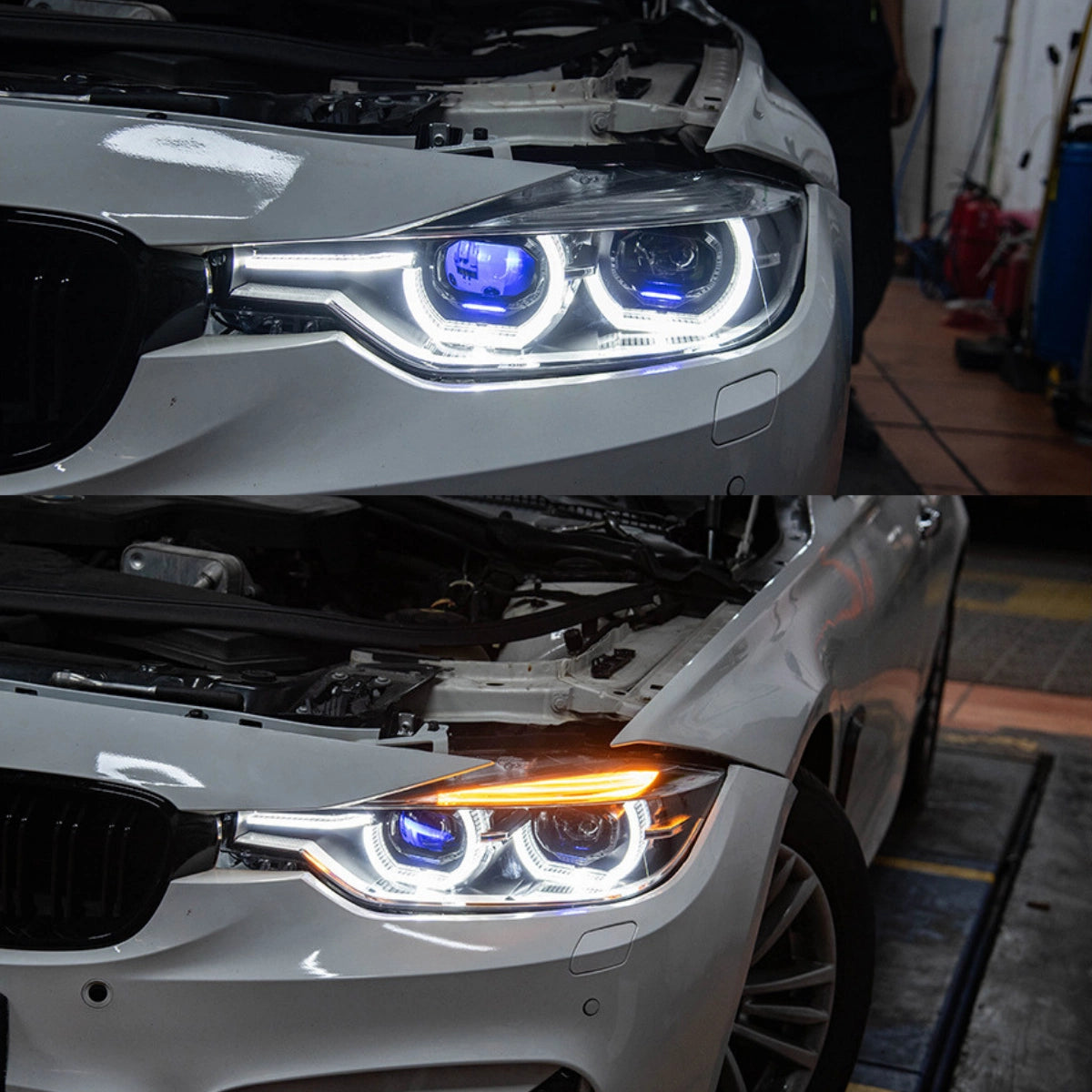 Full LED Angel Eyes Headlights for BMW 3 Series F30/F31 320i-340i (2012-2018) | Dual-Color DRL, Plug & Play