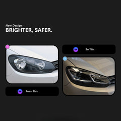 FullLEDHeadlightAssemblyfor2010-2014VWMK6DualProjector_WhiteDRL_StartupAnimation_4 - NOXBEAM