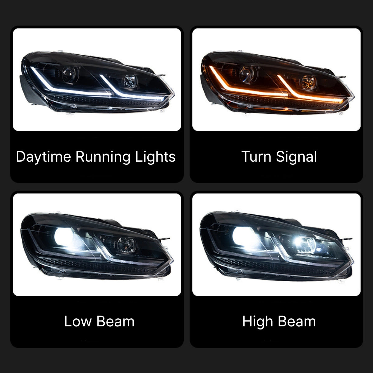 FullLEDHeadlightAssemblyfor2010-2014VWMK6DualProjector_WhiteDRL_StartupAnimation_5 - NOXBEAM