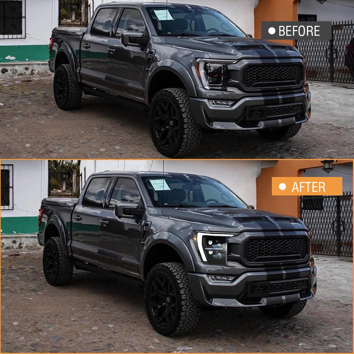 Full LED Headlight Assembly for 2021-2023 Ford F-150 | Dual-Color DRL, Fits All Trims (XL to Raptor), Plug & Play