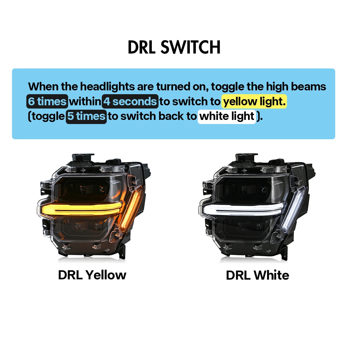 Voll-LED-Scheinwerfer für 2024-2025 Ford F-150 XL/XLT/STX | Vierfachprojektor & Switchback-DRL