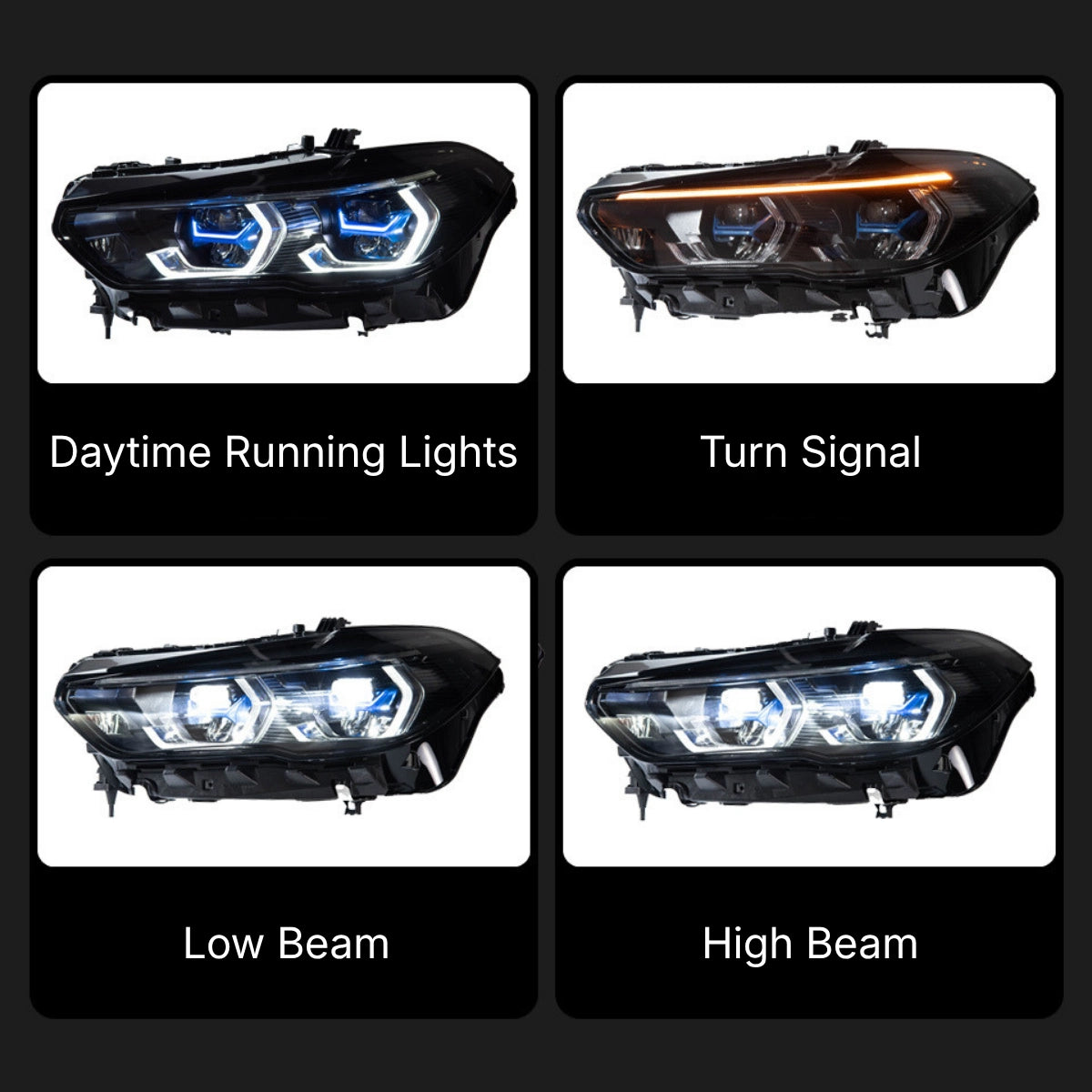 Full LED Headlight Upgrade for 2019-2023 BMW X5 G05 Pre-LCI For Non-Laser OE Only | Dual-Color DRL & Sequential Turn Signals