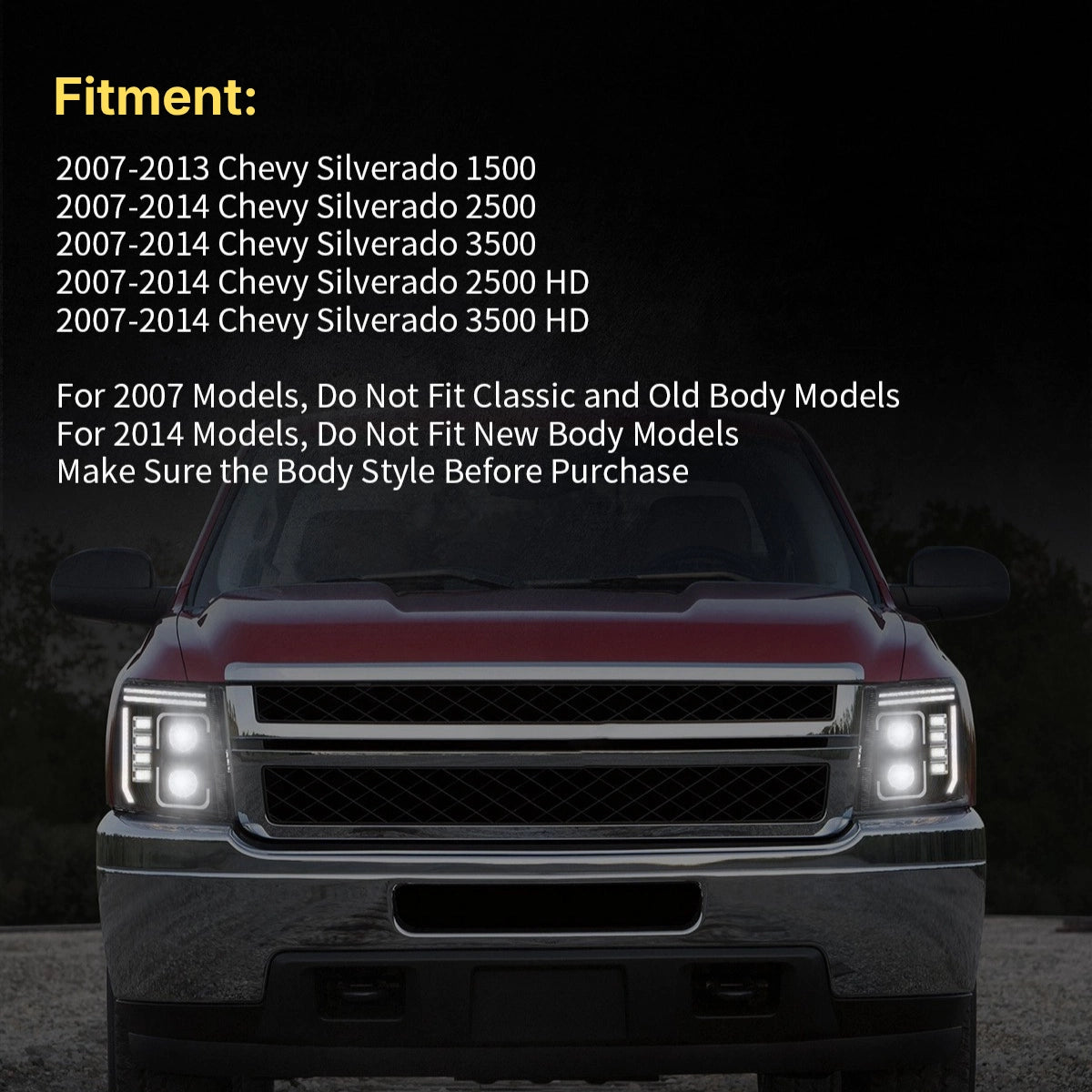 FullLEDHeadlightsfor07-13ChevySilverado1500_07-142500HD3500HDWhiteDRL_Plug_Play_4 - NOXBEAM