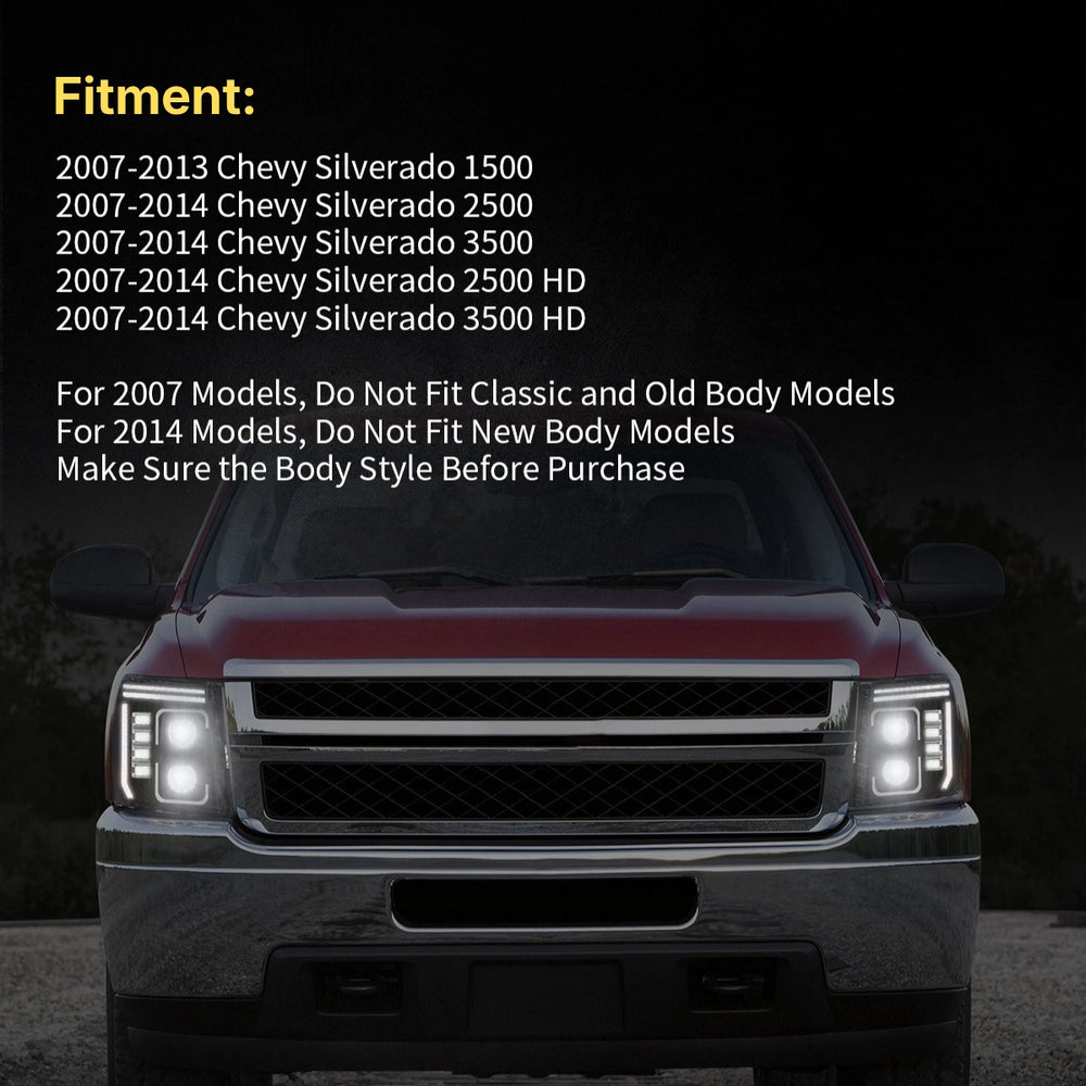FullLEDHeadlightsfor07-13ChevySilverado1500_07-142500HD3500HDWhiteDRL_Plug_Play_4 - NOXBEAM