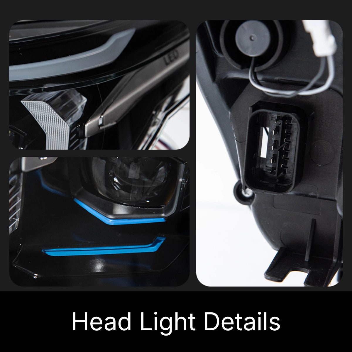 Full LED Headlights for 2004-2010 BMW 5 Series E60/E61 | Blue Eyebrow, Dual-Color Fang DRL, Plug & Play