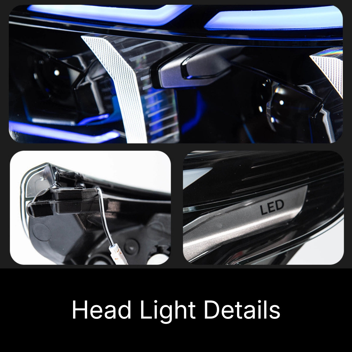 Full LED Headlights for 2004-2010 BMW 5 Series E60/E61 | Blue Eyebrow, Dual-Color Fang DRL, Plug & Play