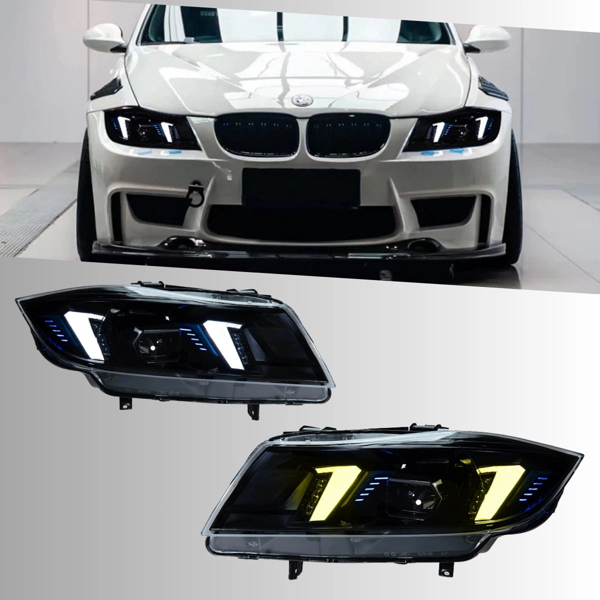 Voll-LED-Scheinwerfer für 2006-2011 BMW 3er E90/E91 | G-Style Fang-DRL & dynamische Blinker