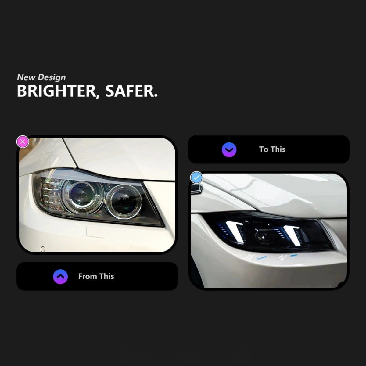 Voll-LED-Scheinwerfer für 2006-2011 BMW 3er E90/E91 | G-Style Fang-DRL & dynamische Blinker