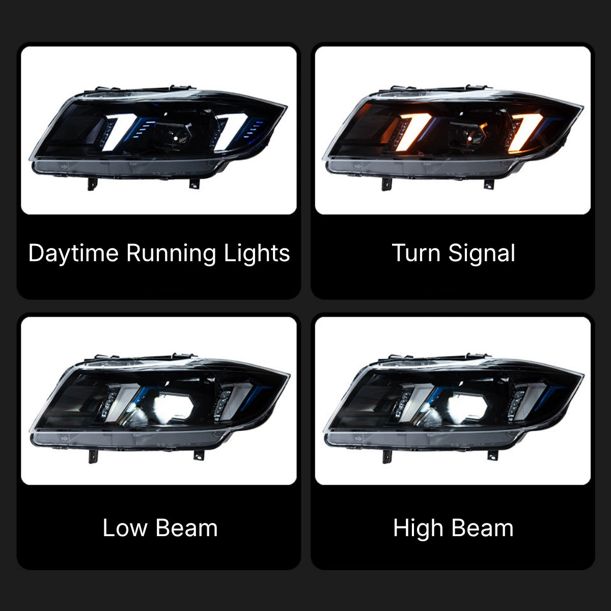 Voll-LED-Scheinwerfer für 2006-2011 BMW 3er E90/E91 | G-Style Fang-DRL & dynamische Blinker