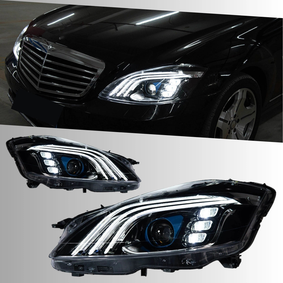 Full-LED-Scheinwerfer für 2007-2013 Mercedes W221 S550/S600 | Startanimation, sequentieller Blinker
