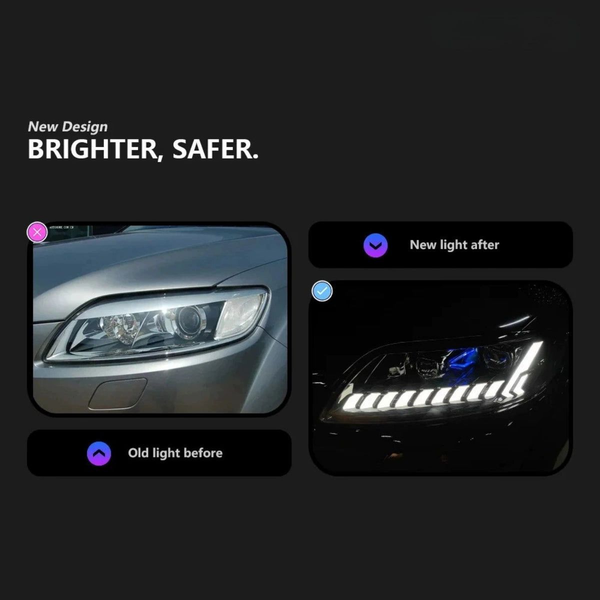 Full-LED-Scheinwerfer für 2007-2015 Audi Q7 4L | RS-Style, Startanimation, weißes Tagfahrlicht