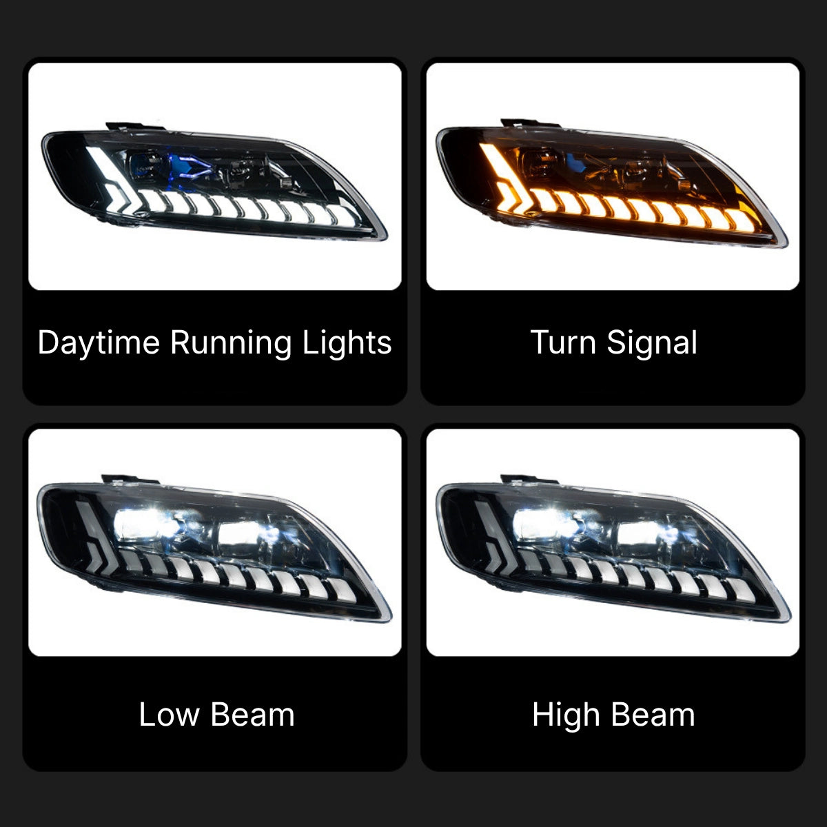 Full-LED-Scheinwerfer für 2007-2015 Audi Q7 4L | RS-Style, Startanimation, weißes Tagfahrlicht