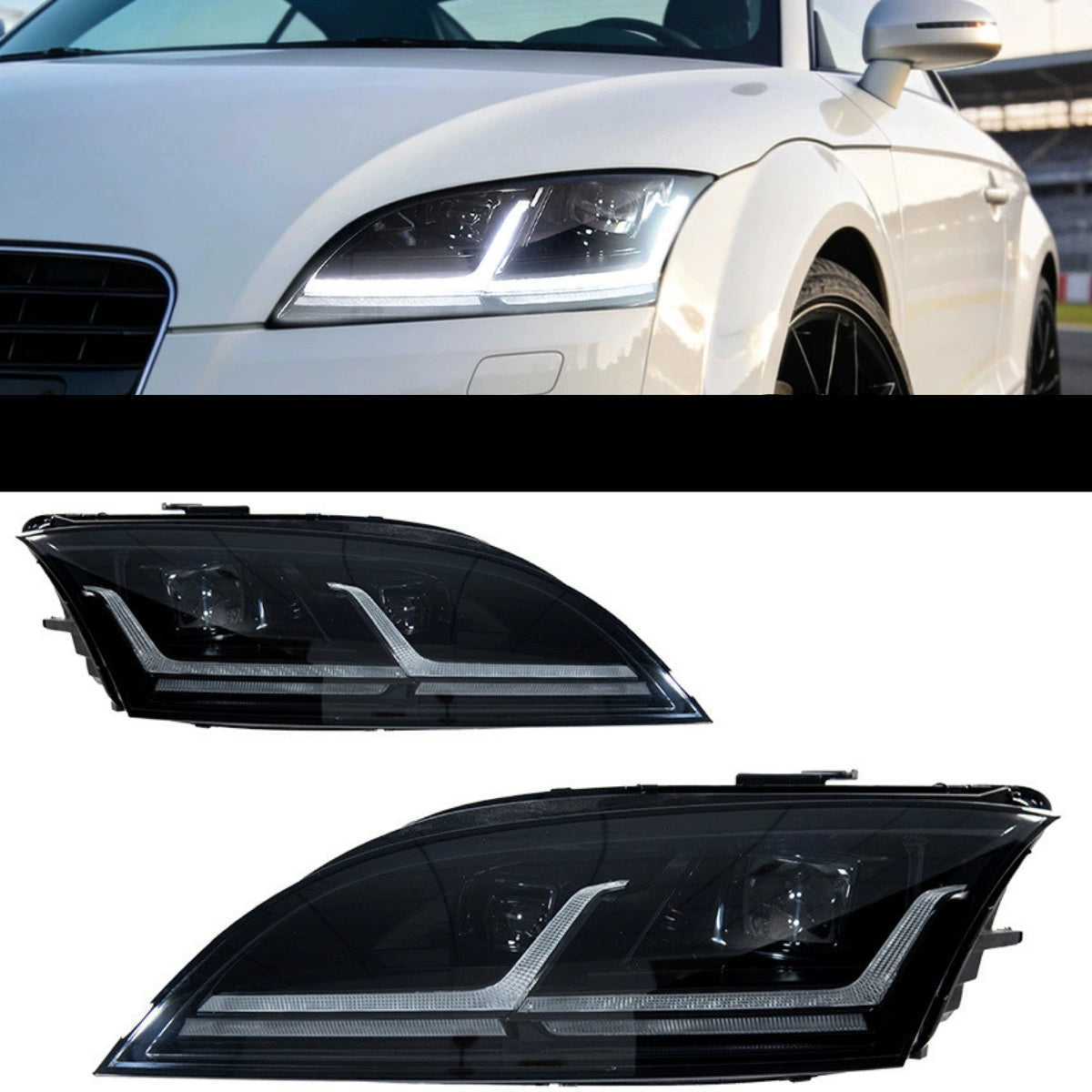 Full-LED-Scheinwerfer für 2008-2014 Audi TT/TTS 8J Mk2 | Startanimation, weißes Tagfahrlicht