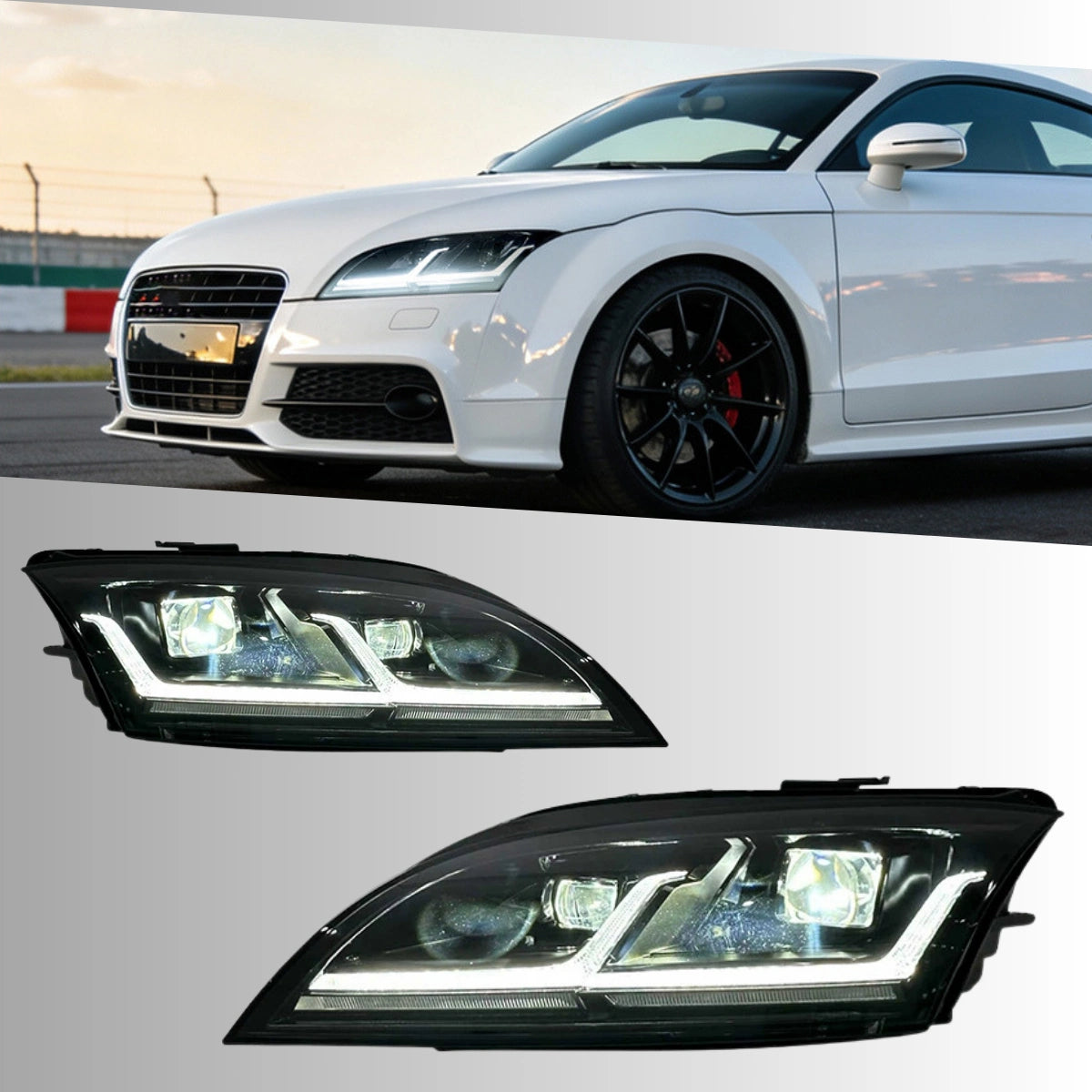 Full-LED-Scheinwerfer für 2008-2014 Audi TT/TTS 8J Mk2 | Startanimation, weißes Tagfahrlicht