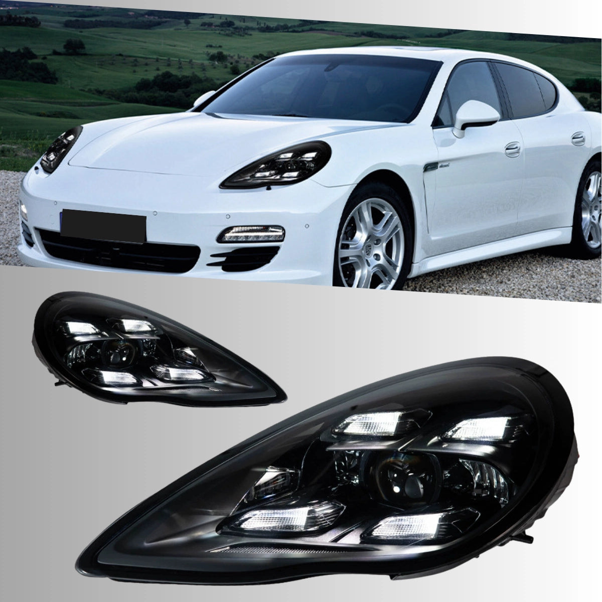 Full LED Headlights for 2010-2013 Porsche Panamera 970.1 Pre-Facelift S GTS Turbo | White DRL, Plug & Play