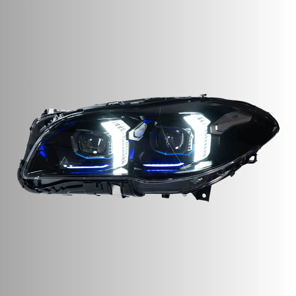 Full LED Headlights for 2011-2013 BMW 5 Series F10 Pre-LCI | G-Style Dual-Color Fang DRL, Plug & Play