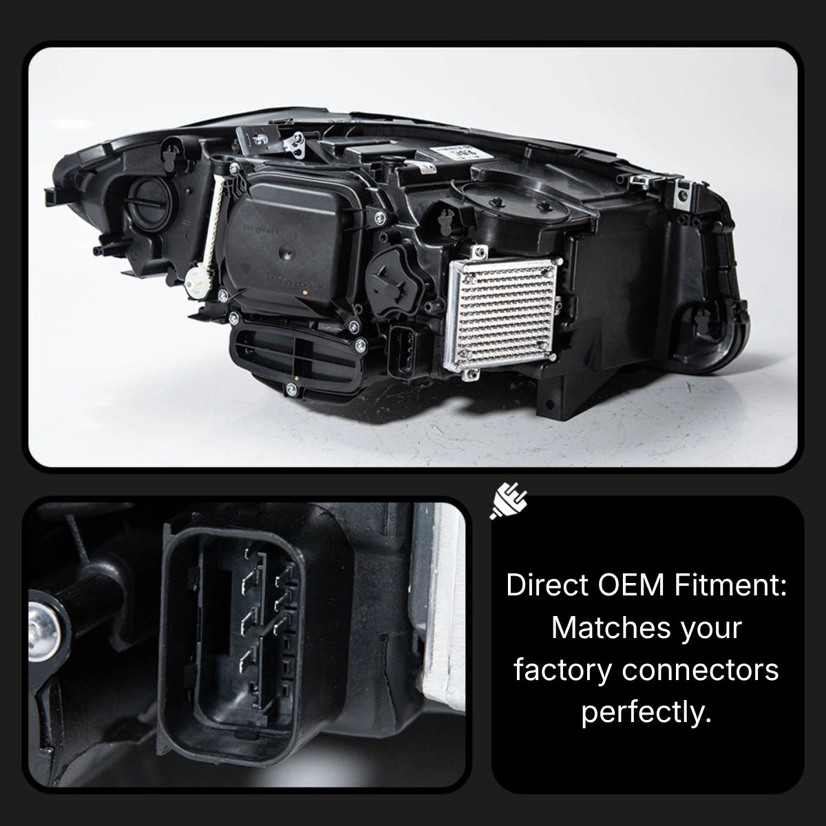 Full LED Headlights for 2011-2013 BMW 5 Series F10 Pre-LCI | G-Style Dual-Color Fang DRL, Plug & Play