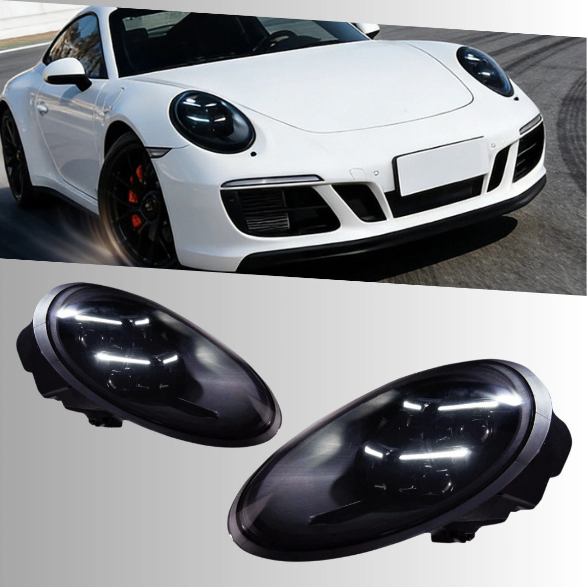 Full LED Headlights for 2012-2018 Porsche 911 991 Carrera Turbo GT3 | Blue Animation, Plug & Play
