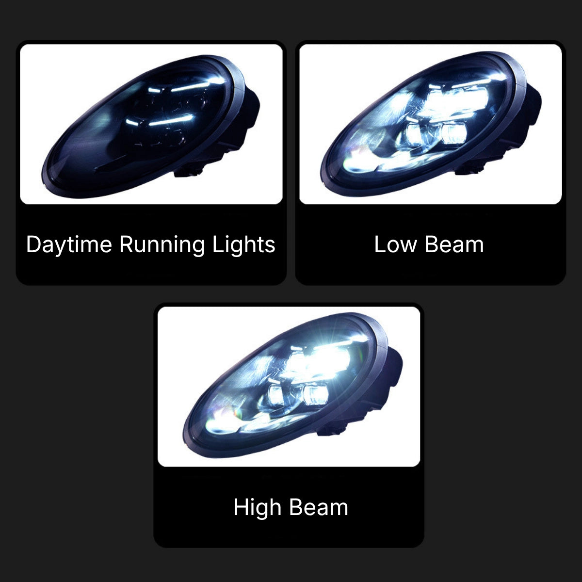 Full LED Headlights for 2012-2018 Porsche 911 991 Carrera Turbo GT3 | Blue Animation, Plug & Play