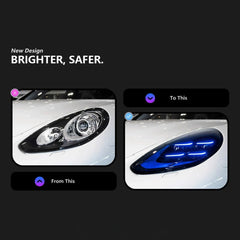 Full LED Headlights for 2014-2016 Porsche Panamera 970.2 Facelift S GTS Turbo | Blue Animation, Plug & Play