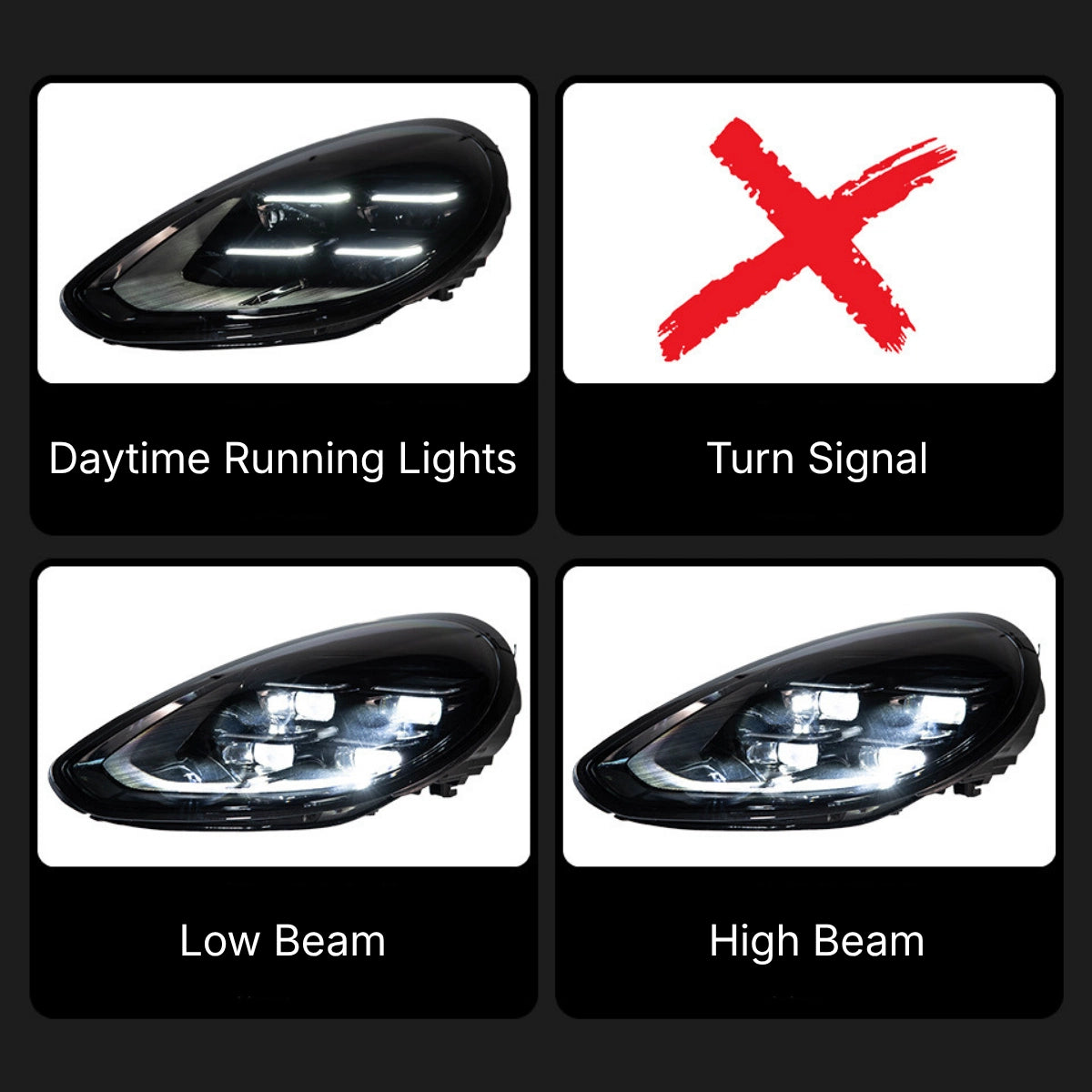 Full LED Headlights for 2014-2016 Porsche Panamera 970.2 Facelift S GTS Turbo | Blue Animation, Plug & Play