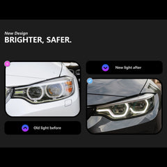 Full LED Headlights for 2014-2020 BMW 4 Series (F32/F33/F36) & M3/M4 (F80/F82) | Dual-Color DRL, Angel Eye Style, Plug & Play