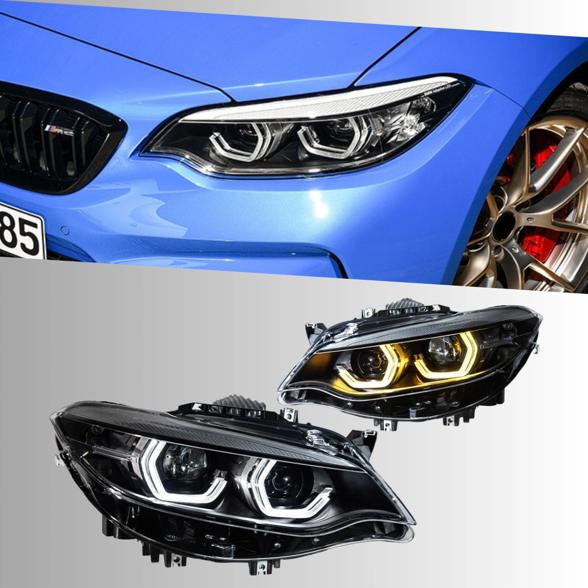 Full LED Headlights for 2014-2021 BMW 2 Series F22 F23 & M2 F87 | Dual-Color DRL, Start-Up Animation, Plug & Play