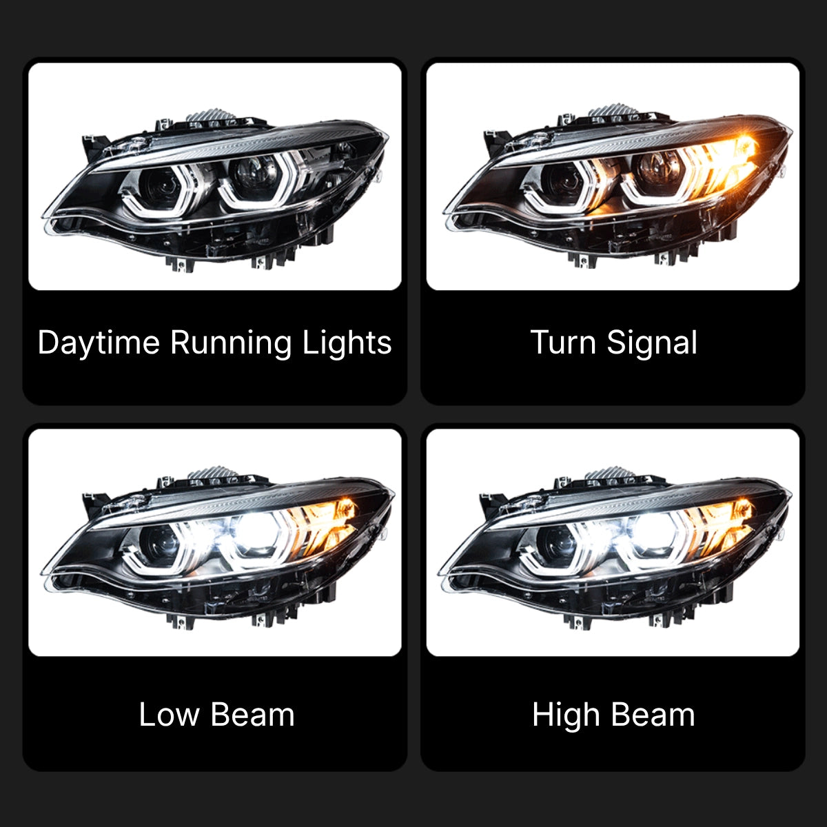 Full LED Headlights for 2014-2021 BMW 2 Series F22 F23 & M2 F87 | Dual-Color DRL, Start-Up Animation, Plug & Play