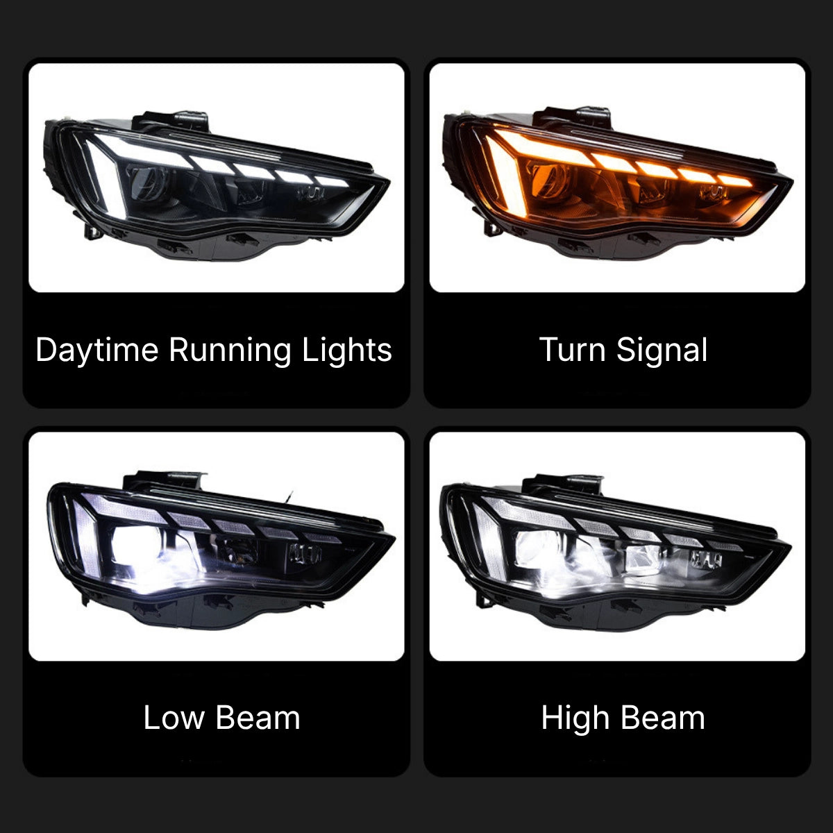Full-LED-Scheinwerfer für 2015-2016 Audi A3/S3/RS3 8V Pre-Facelift | RS-Style, Non-Adaptive