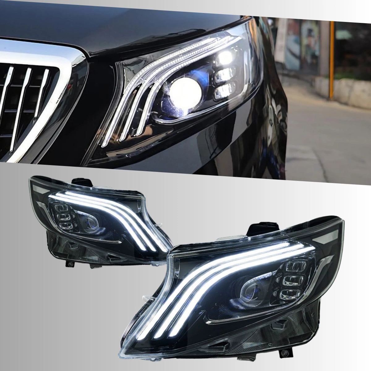 Full-LED-Scheinwerfer für 2016-2023 Mercedes Vito/Metris W447 | Nur Halogen ab Werk