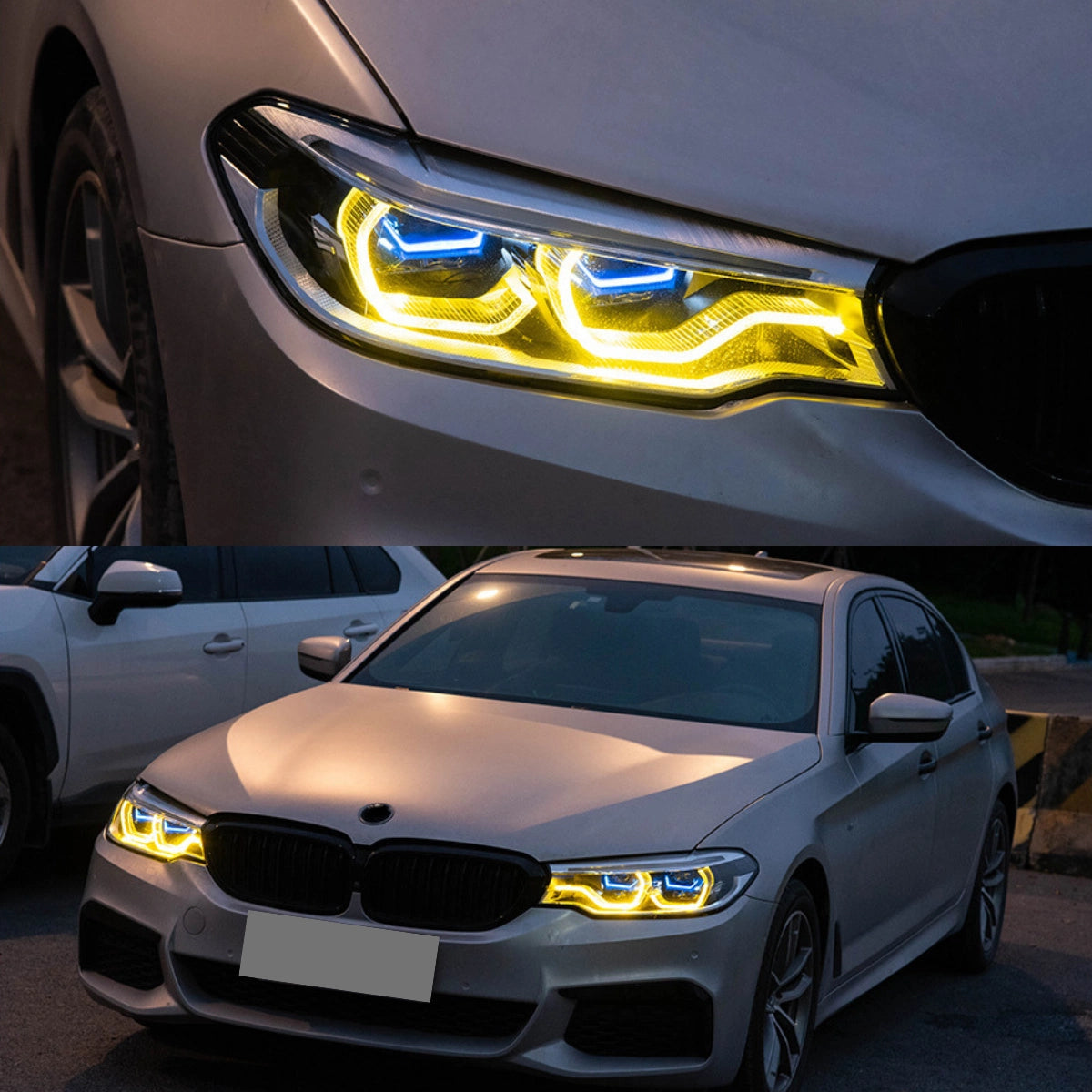Full LED Headlights for 2017-2020 BMW 5 Series G30 Pre-LCI | Angel Eyes Style, Dual-Color DRL, Plug & Play